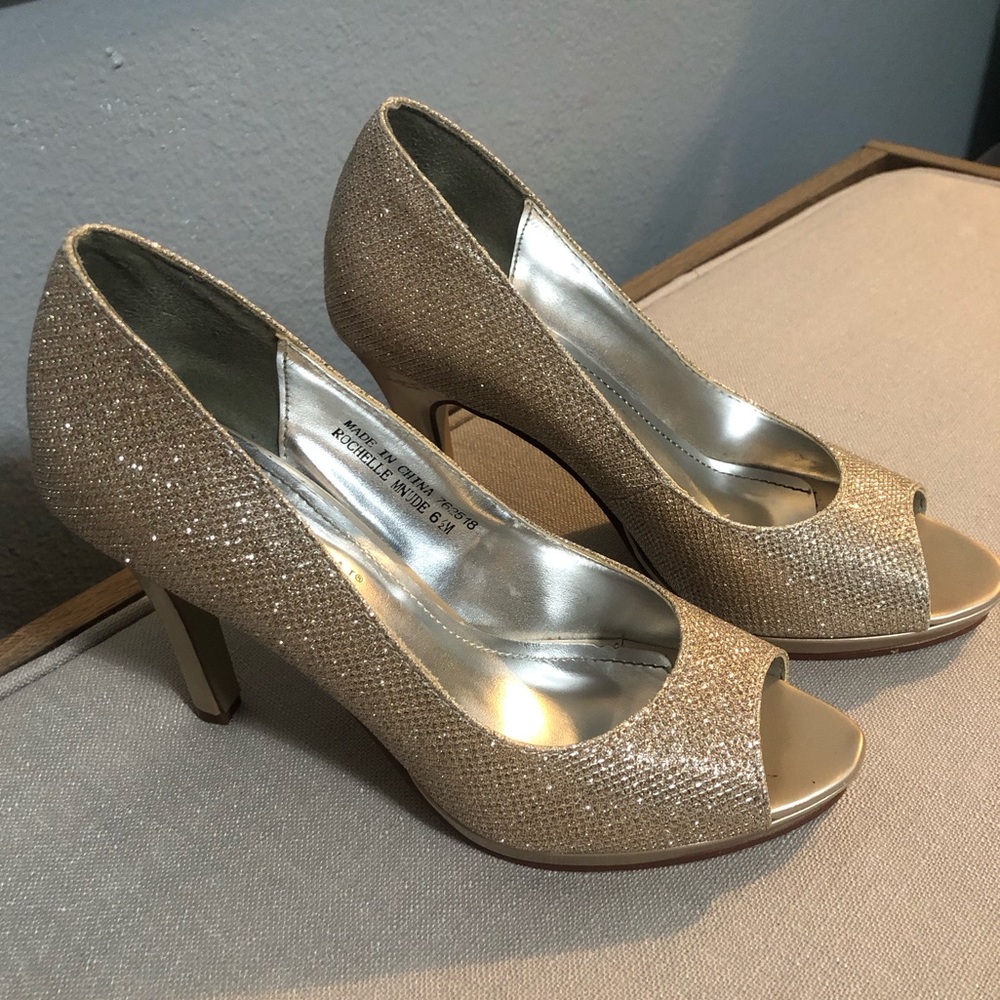 Gold heels, size 6.5